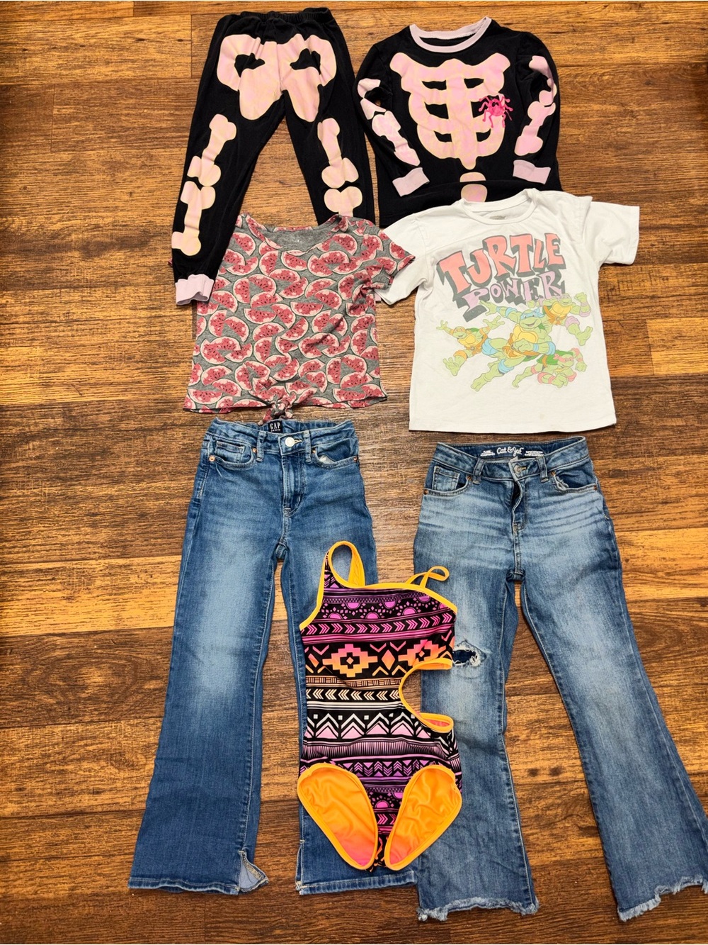 Girls size 7/8 clothing bundle with flare leg jeans